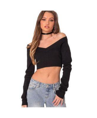 Womens Lainey v neck knit crop top Product Image