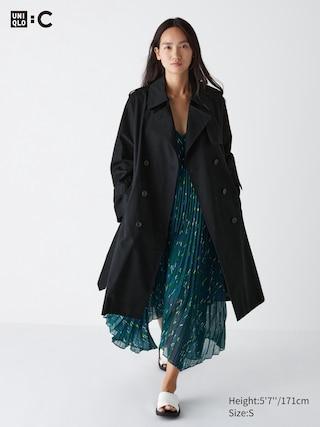 Womens Trench Coat Black Large UNIQLO US Product Image