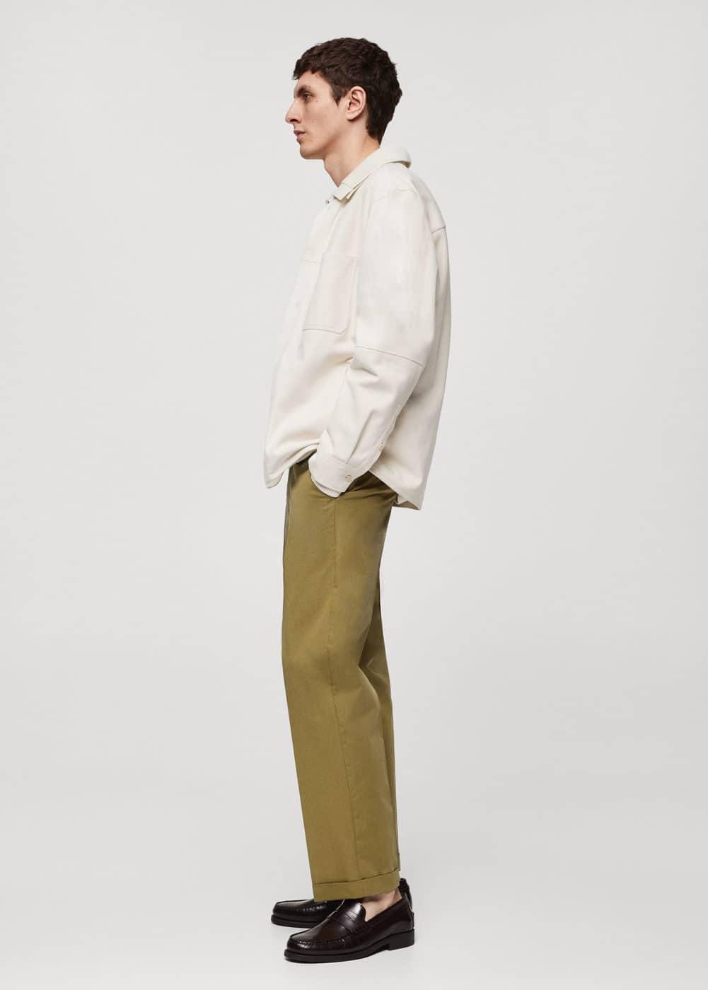 MANGO MAN - Straight-fit cotton pants olive greenMen Product Image