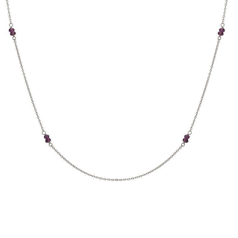 Gemistry Sterling Silver Gemstone Bead Station Necklace, Womens Purple Product Image