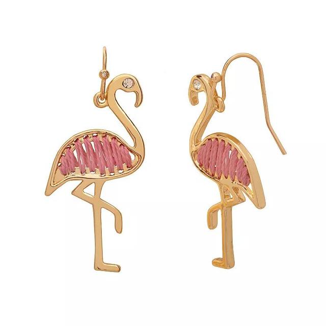 LC Lauren Conrad Gold Tone Threaded Flamingo Drop Earrings, Womens Product Image