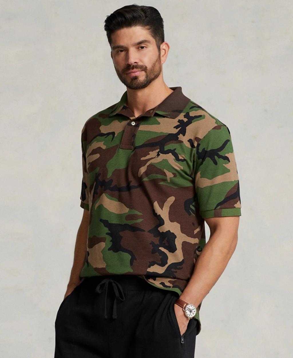 Men's Classic-fit Camo Cotton Mesh Shirt In Surplus Camo Product Image