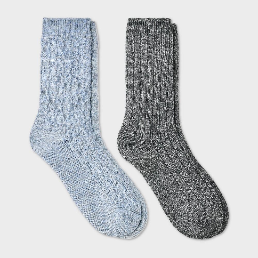 Womens Brushed Terry Lined 2pk Cozy Crew Socks - Auden 4-10 Product Image