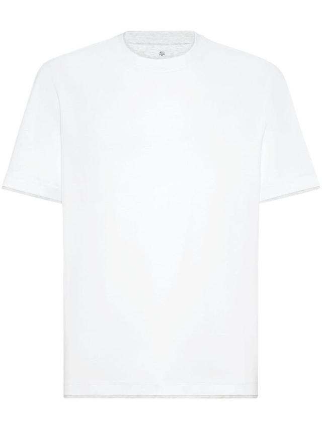 BRUNELLO CUCINELLI Contrastind Edges White T-shirt Product Image