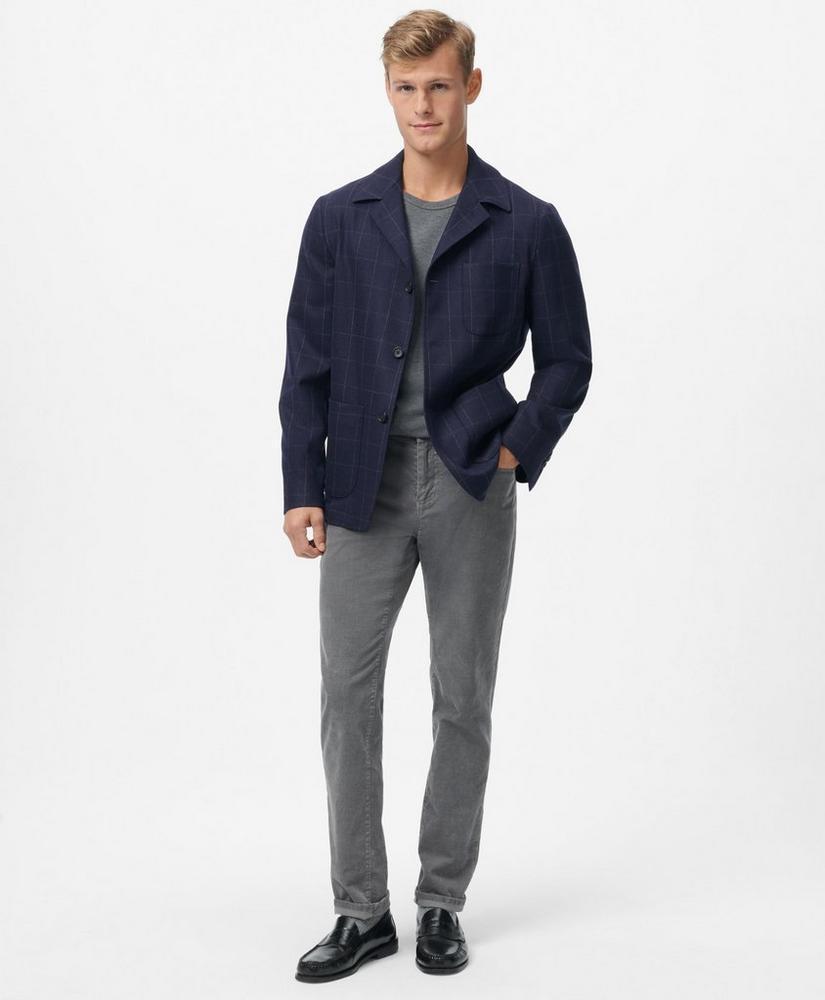 Tailored Shirt Jacket in Windowpane Wool-Cashmere Blend Product Image