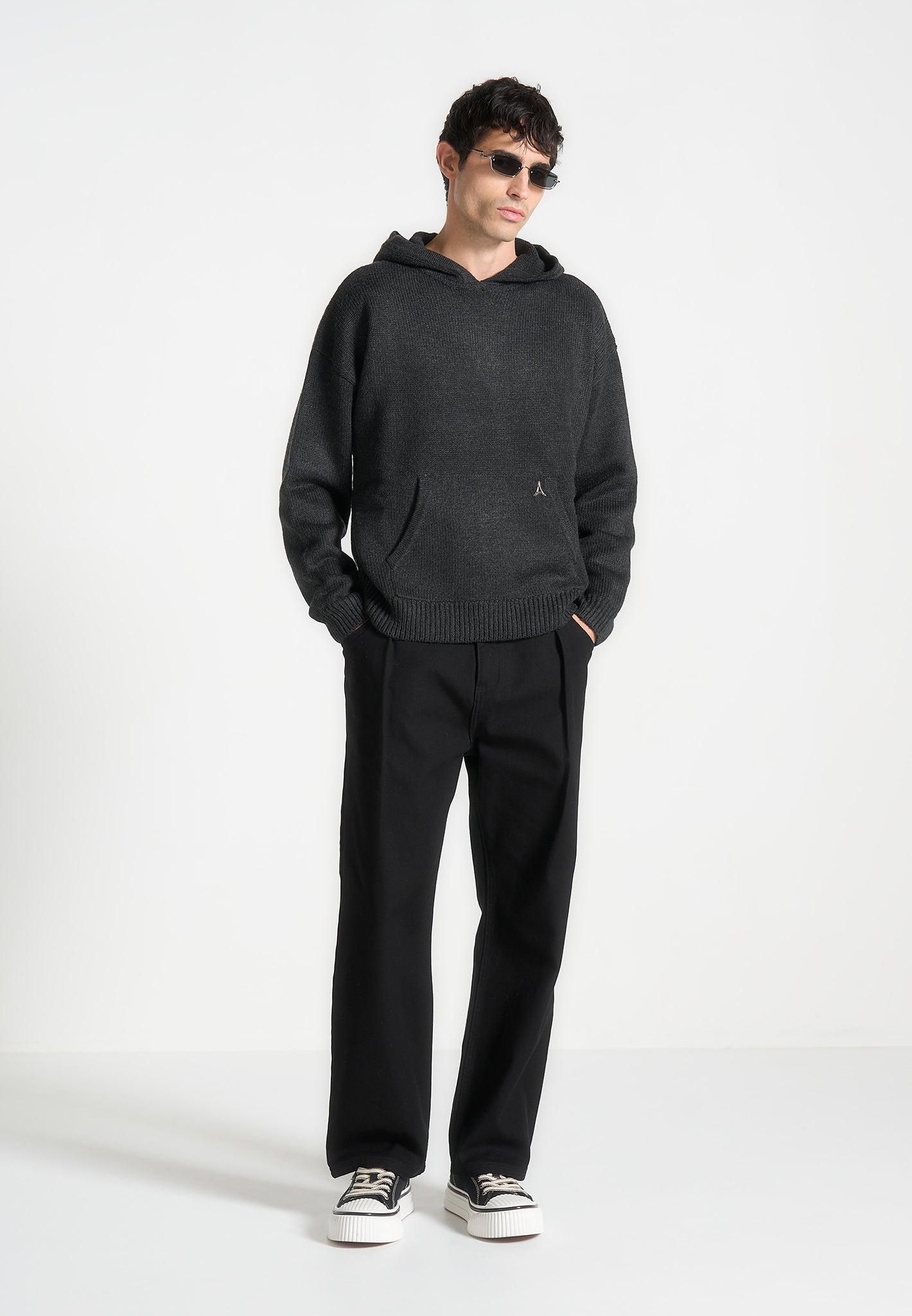 Knitted Hoodie - Black Marl Male Product Image