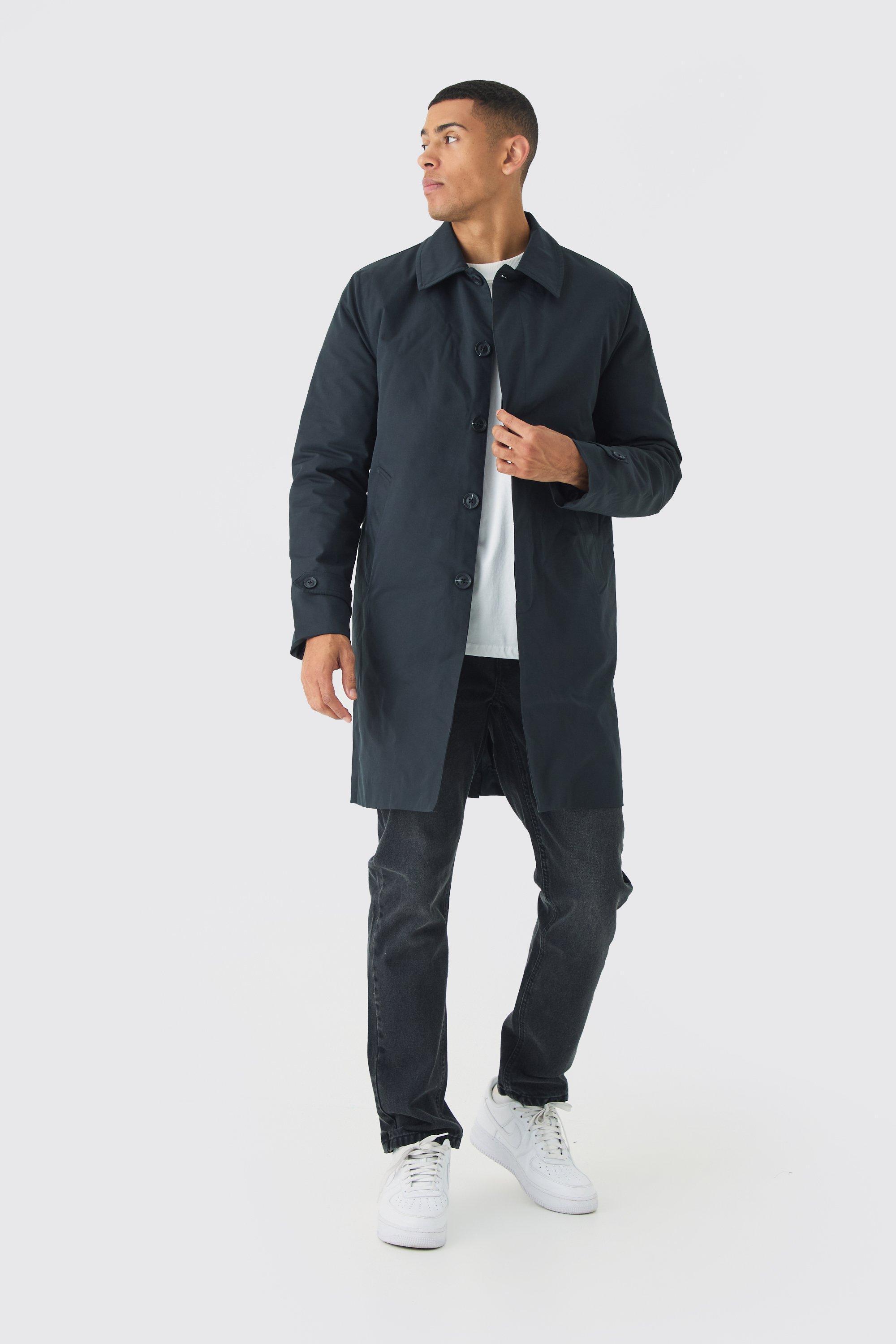 Quilted Padded Longline Raincoat In Black | boohooMAN USA Product Image