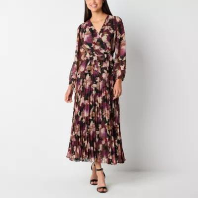 Studio 1 Womens Long Sleeve Floral Maxi Dress Petite Product Image