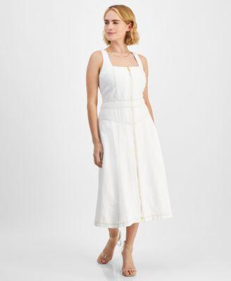 Petite Zippered-Front Denim Dress, Created for Macy's Product Image