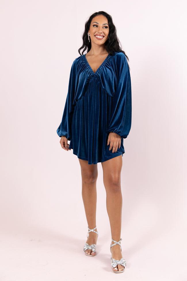 Warmest Wishes Blue Babydoll Cut Velvet Mini Dress FINAL SALE Product Image