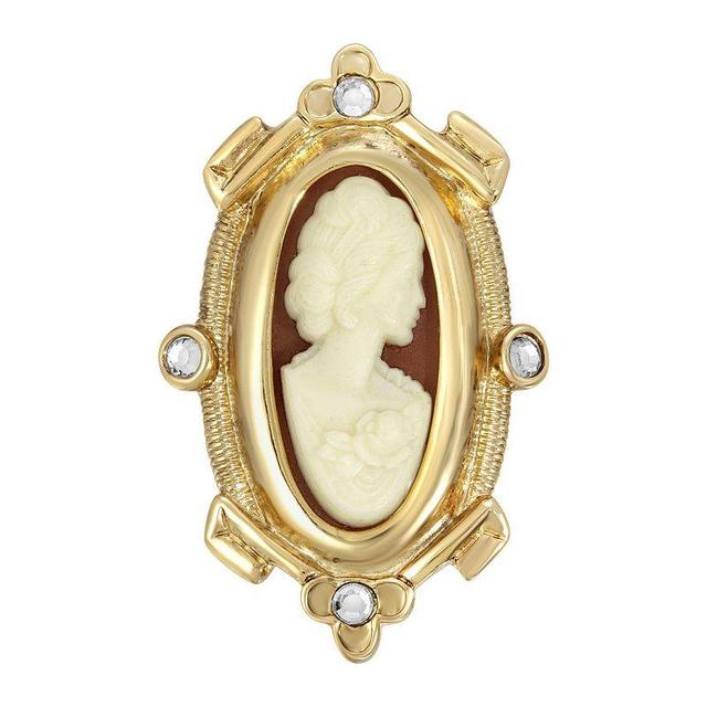 1928 Gold Tone Simulated Carnelian Cameo Oval Pin, Womens Product Image