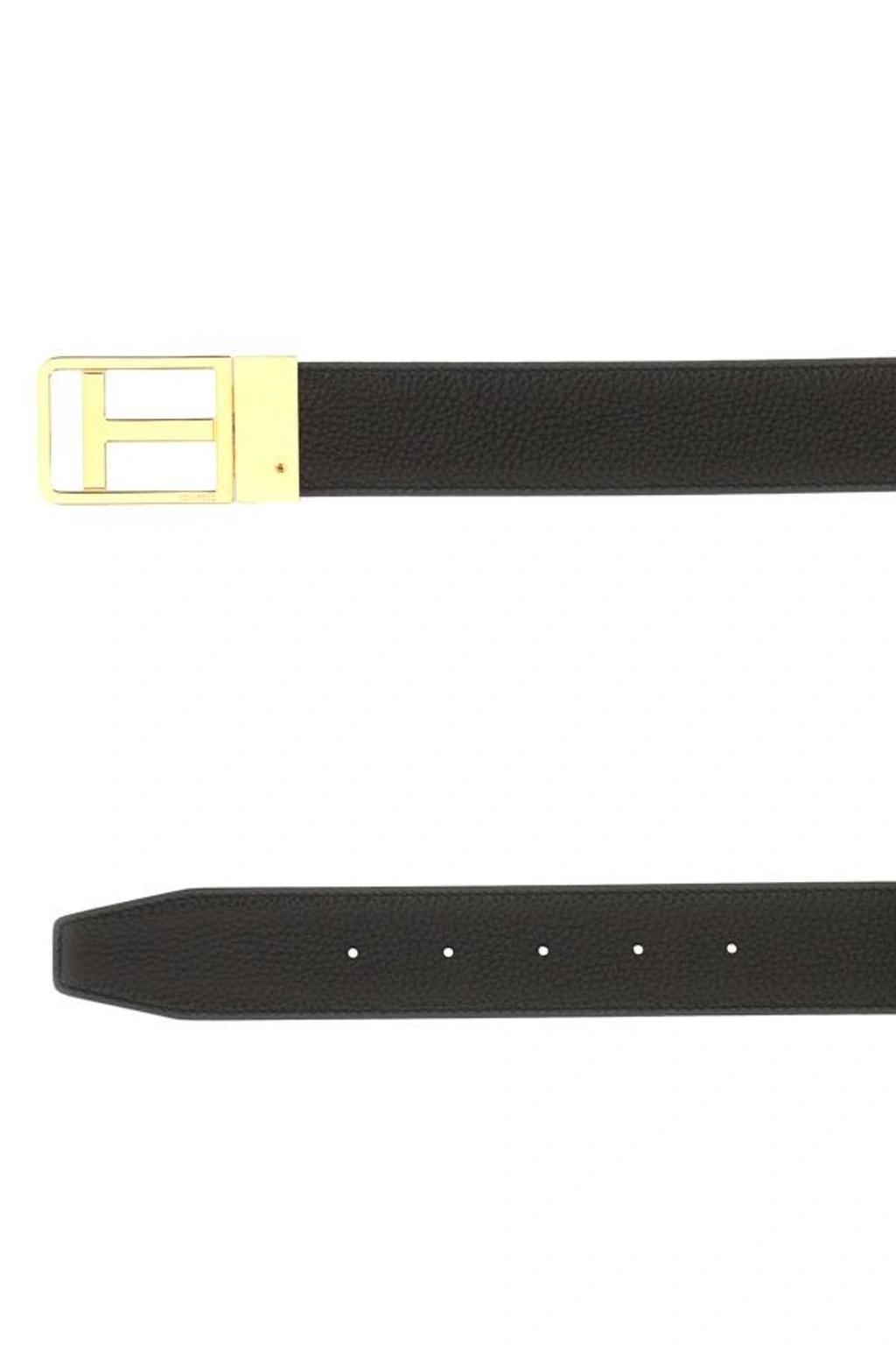 TOM FORD Buffalo Grain Reversible Framed T Belt In Black Product Image