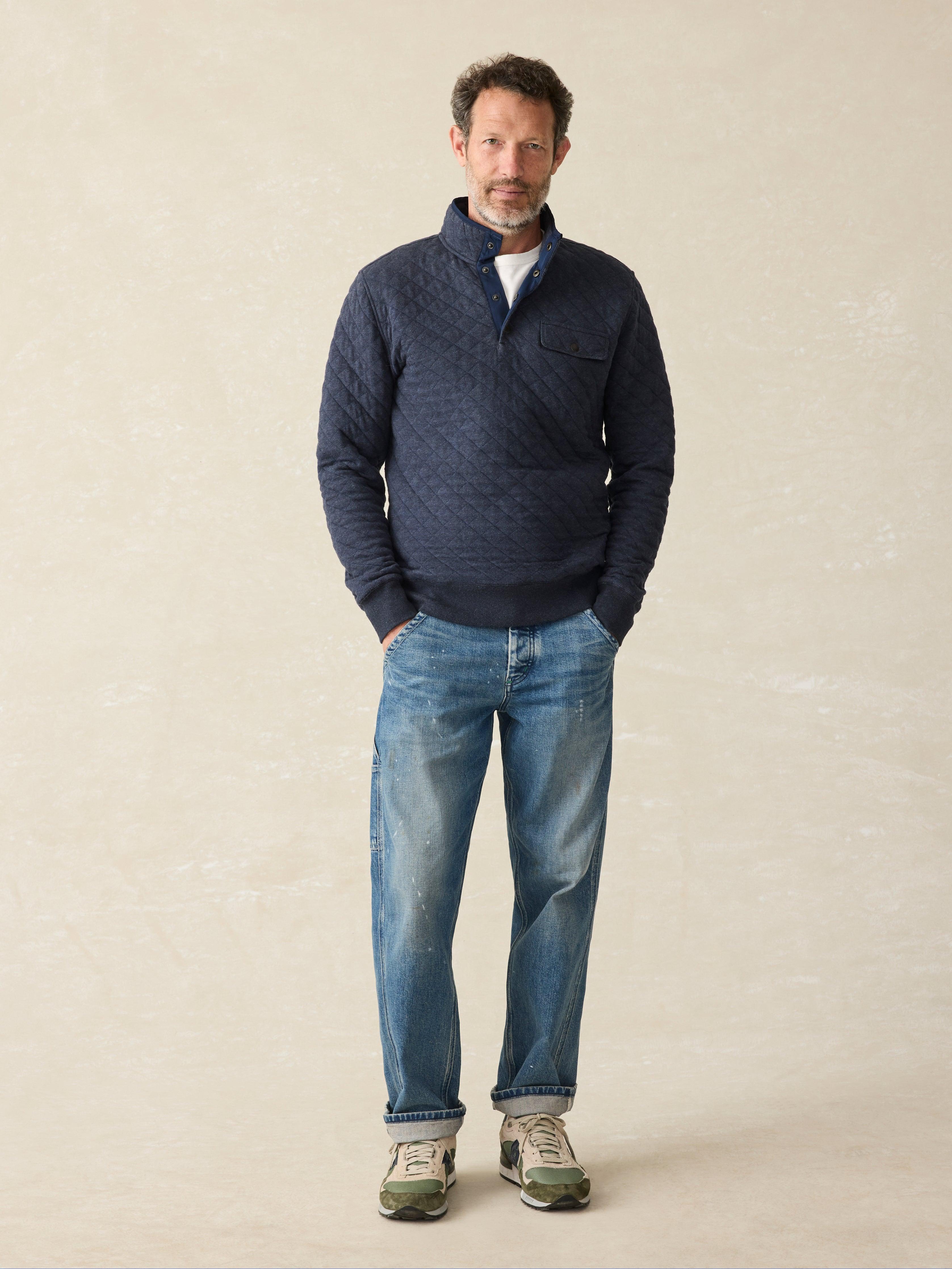 Epic Quilted Fleece Pullover - Navy Melange Male Product Image