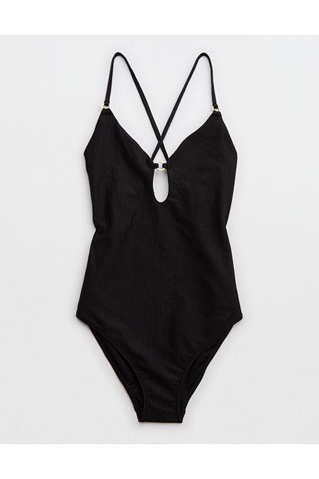 Aerie Shine Rib Full Coverage One Piece Swimsuit Women's Product Image