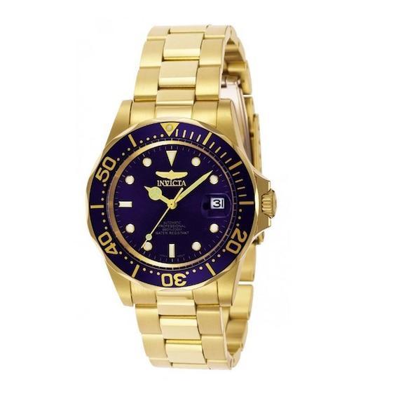 Men's Invicta Pro Diver Automatic Gold-Tone Watch with Blue Dial (Model: 8930) Product Image