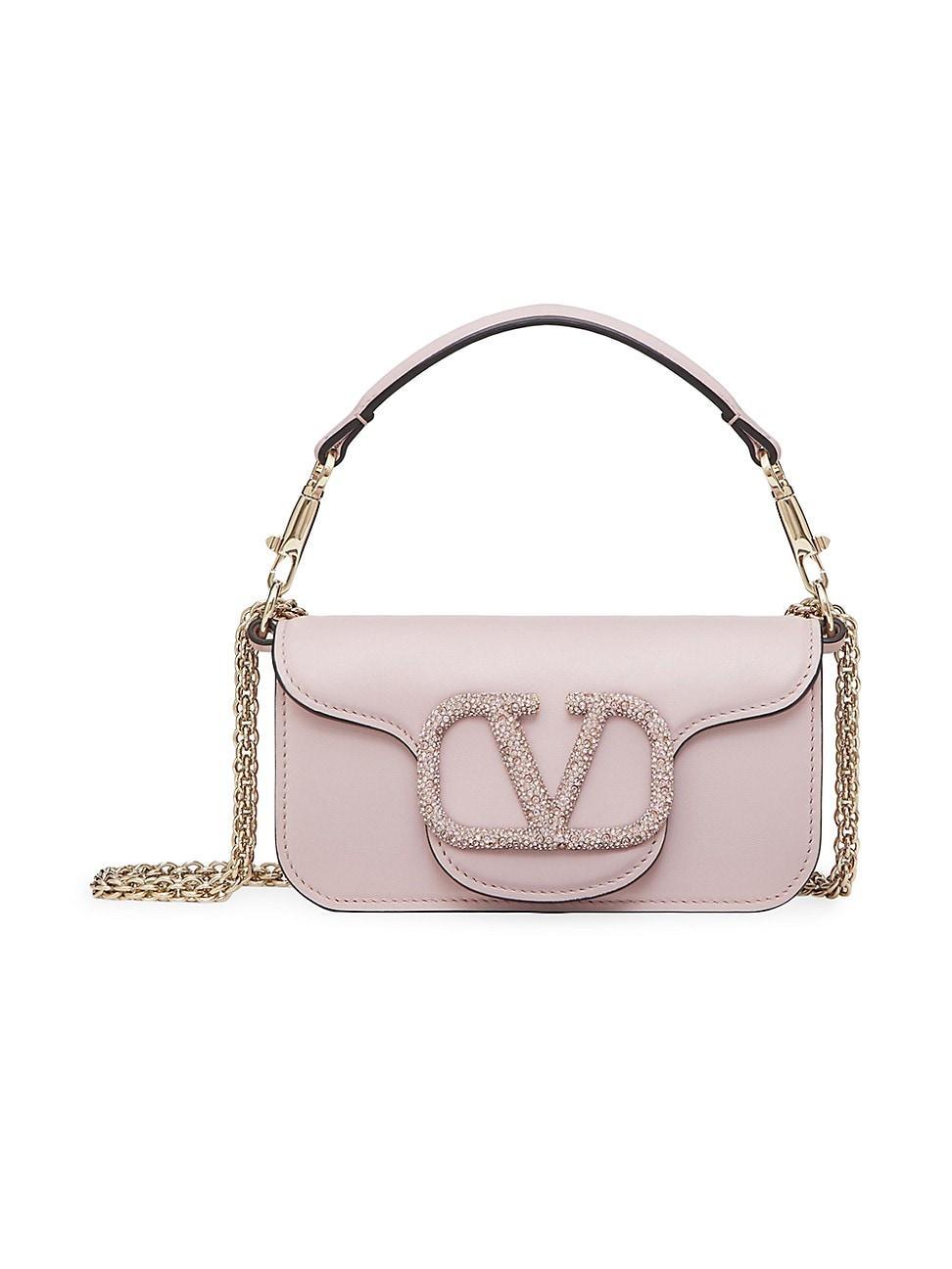 Valentino Garavani Small Loc Crystal Logo Leather Shoulder Bag Product Image