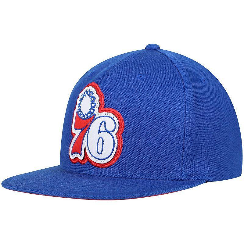 Mens Mitchell & Ness Royal Philadelphia 76ers Hardwood Classics Pop Snapback Hat Product Image