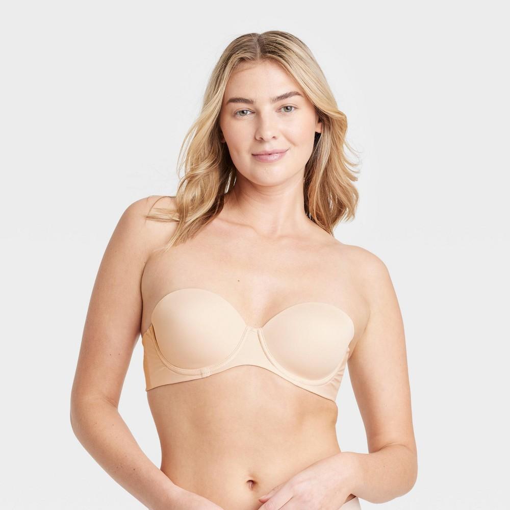 Womens Lightly Lined Strapless Bra - Auden Beige 34DD Product Image