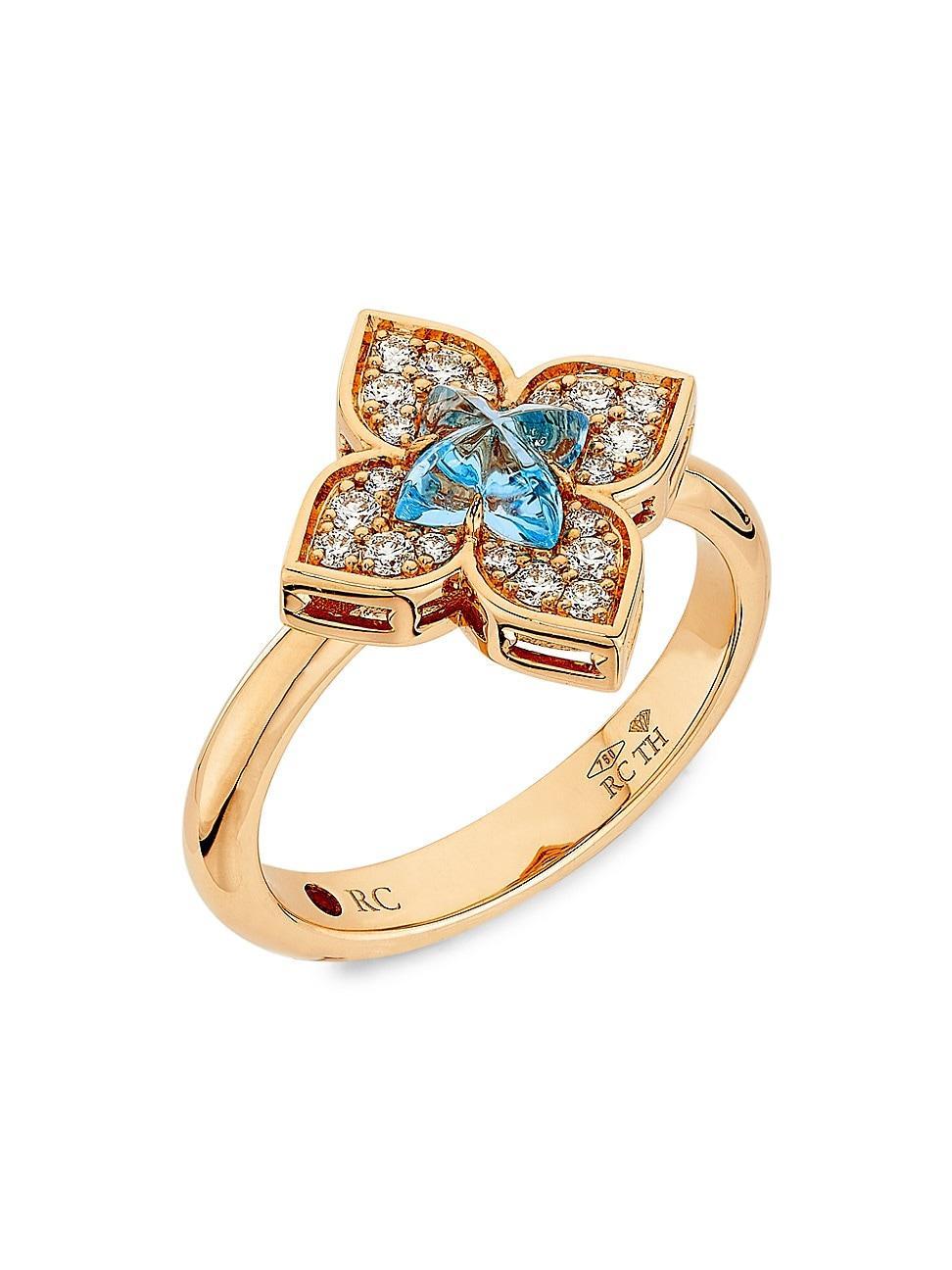 Womens Venetian Princess Carnivale 18K Rose Gold, Blue Topaz & 0.32 TCW Diamond Ring Product Image