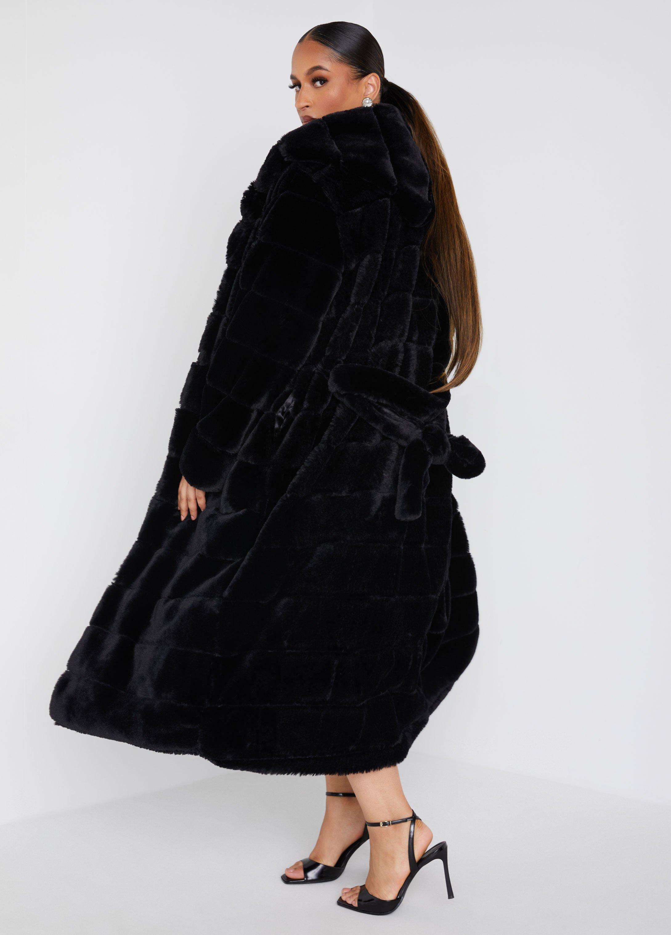 Hooded Faux Fur Coat Product Image