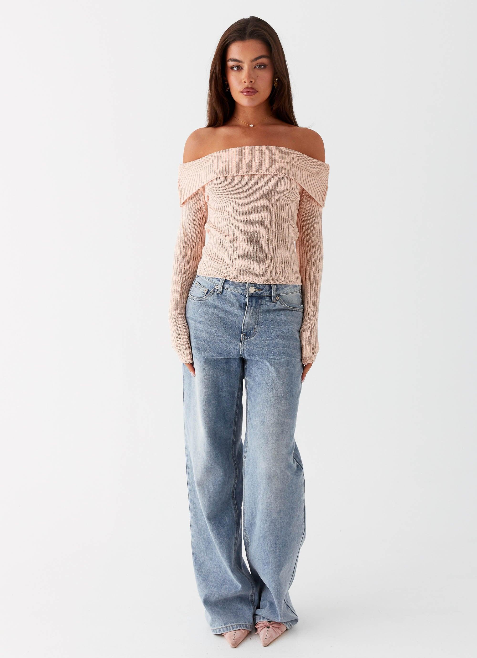 Rina Long Sleeve Knit Top - Blush Product Image