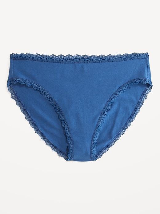 High-Waisted Lace-Trim Bikini Underwear Product Image