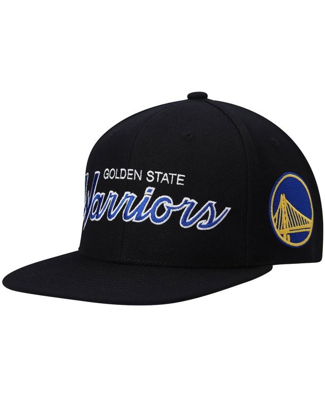 Mens Mitchell & Ness Black Golden State Warriors Hardwood Classics Script 2.0 Snapback Hat Product Image