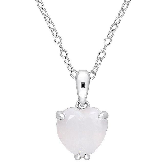 Stella Grace Sterling Silver & Gemstone Heart Stud Pendant Necklace, Womens White Product Image