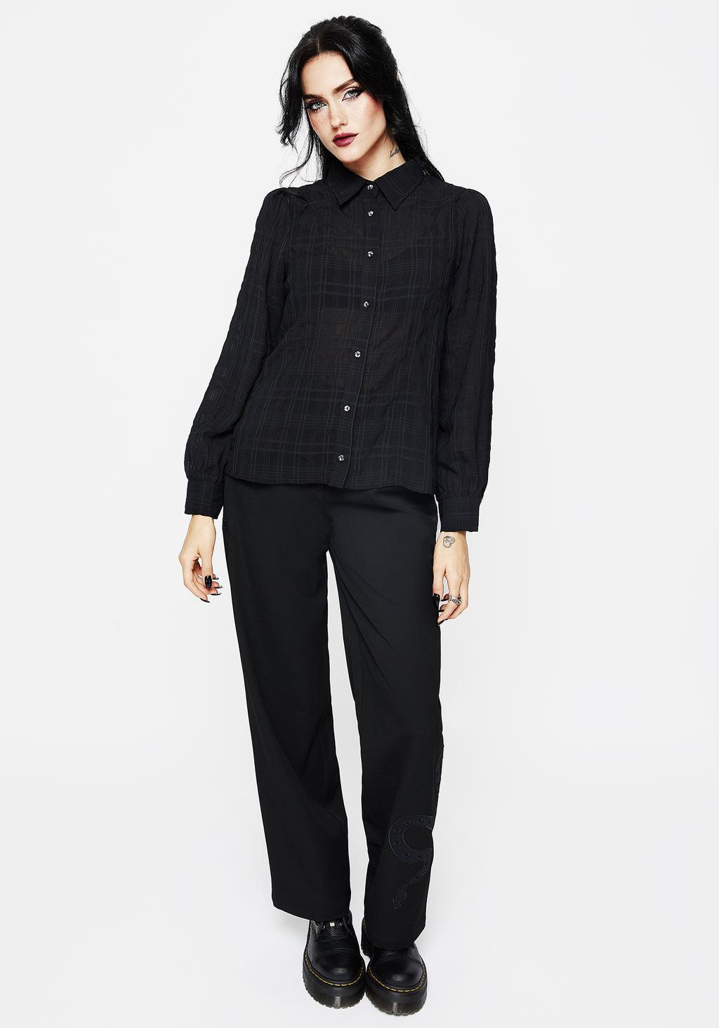 Recluse Check Chiffon Button Up Shirt Product Image