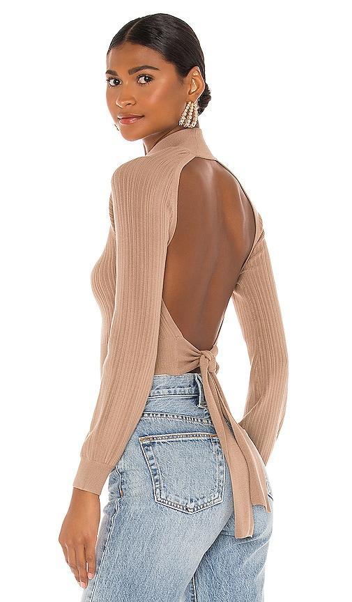 Michael Costello x REVOLVE Cropped Open Back Mock Neck in Beige. - size S (also in L, M, XL, XS, XXS) Product Image