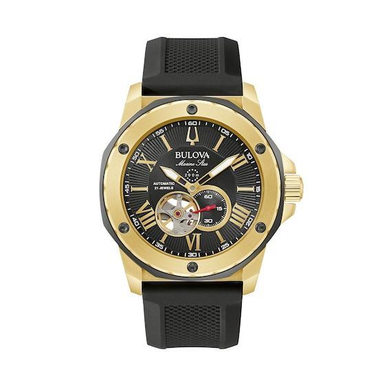 Bulova Marine Star Men's Automatic Black Strap Watch Product Image