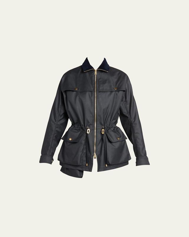 Womens Coated Cotton Short Parka Jacket Product Image