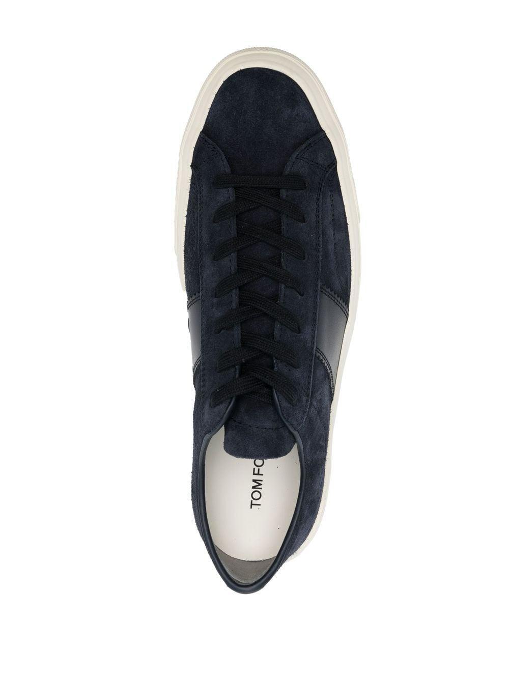 TOM FORD Logo-patch Lace-up Sneakers In Blue Product Image