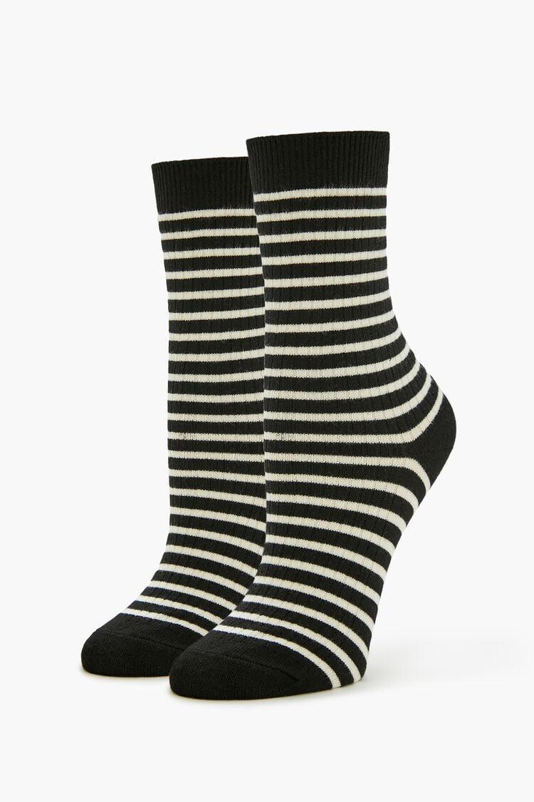 Striped Rib-Knit Crew Socks | Forever 21 Product Image