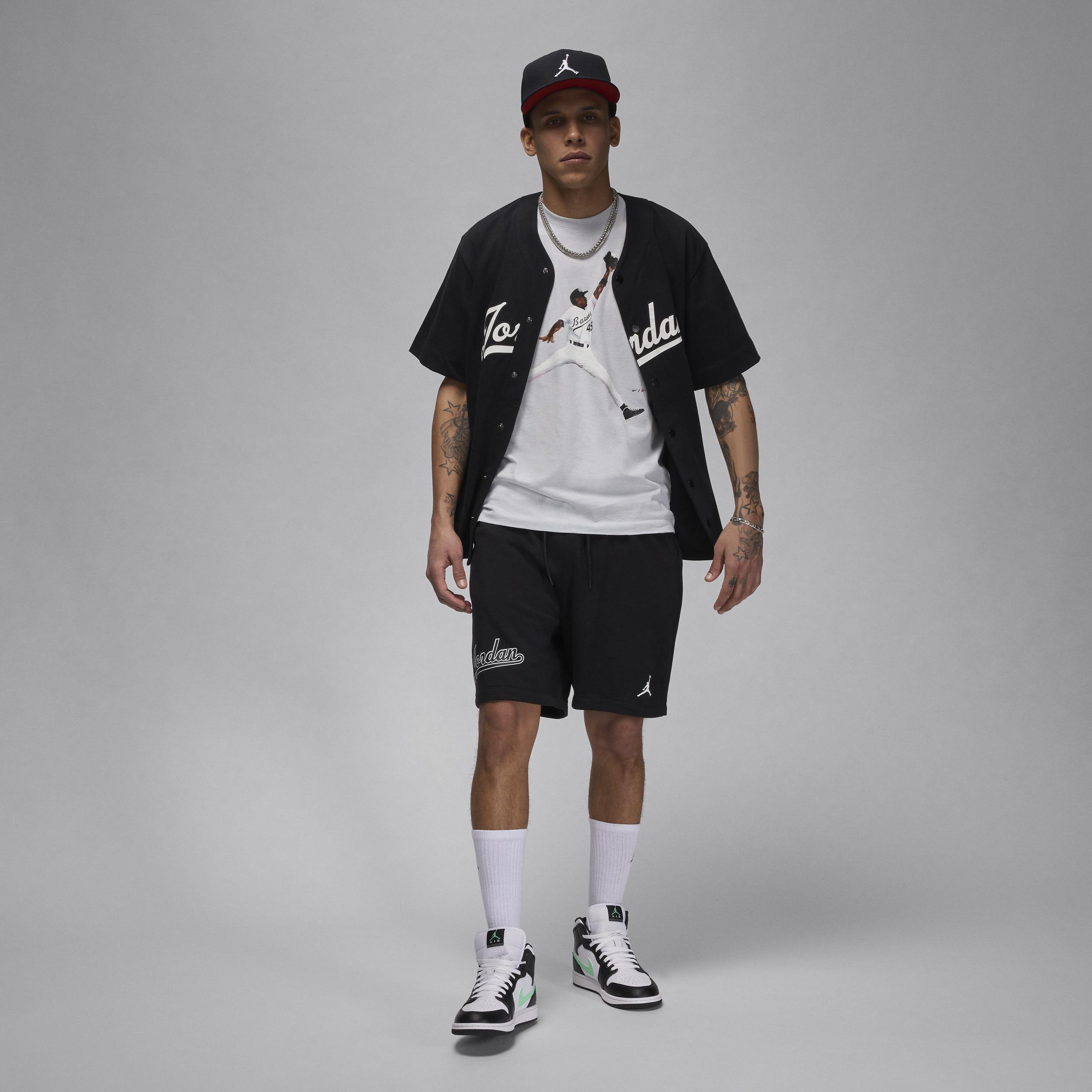 Jordan Mens Jordan Flight MVP Short Sleeve Crew - Mens Grey/Black Product Image