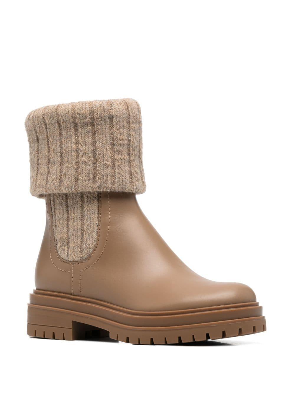 Leather Knit Sock Chelsea Booties In Desert Desert Desd Product Image