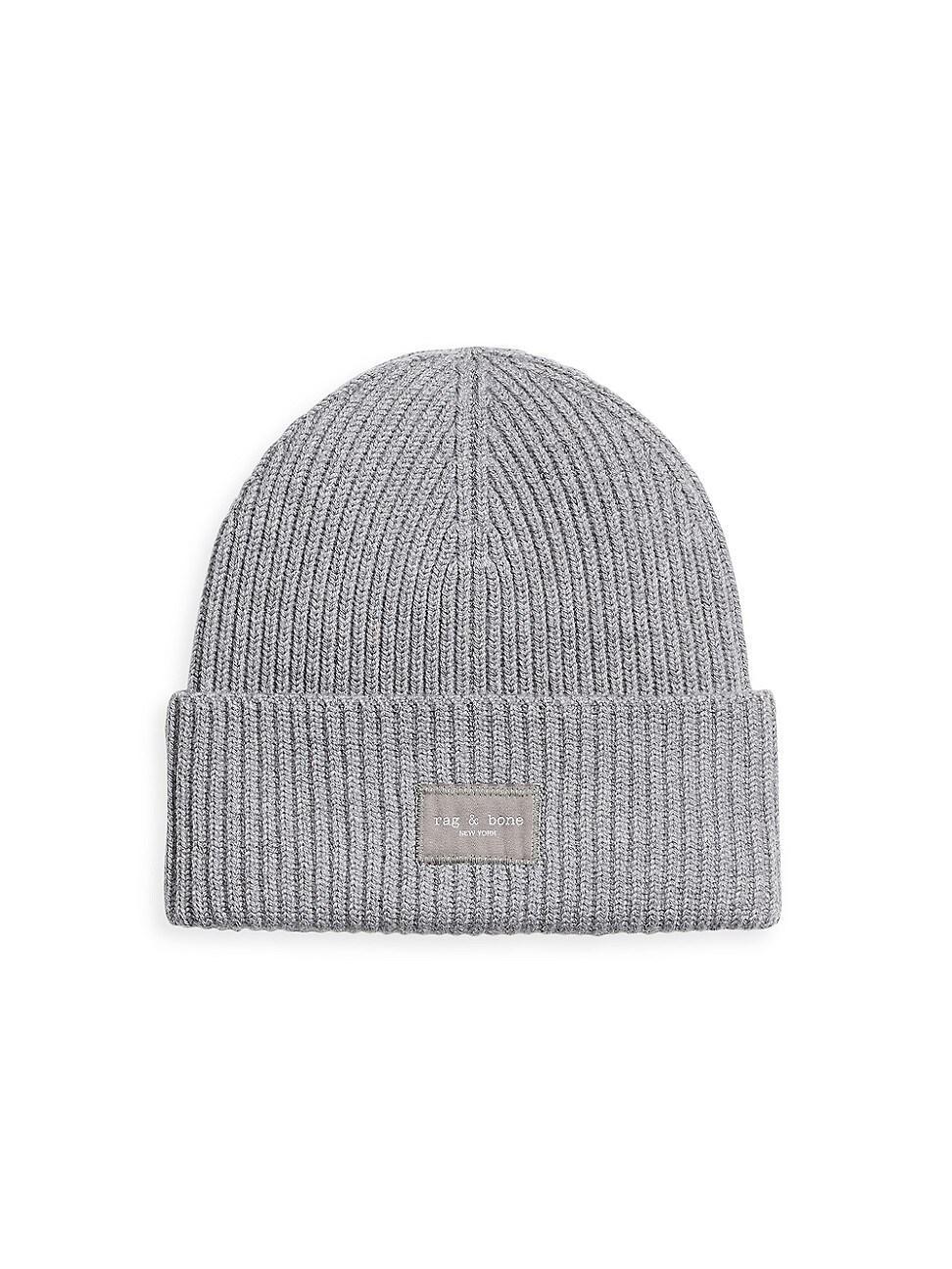 rag & bone Blake Logo Patch Wool Blend Rib Beanie Product Image