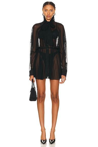 Norma Kamali Super Oversized Boyfriend Shirt Flared Mini Dress Product Image