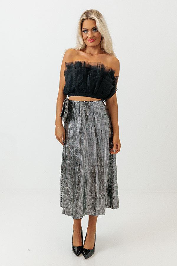 Out Past Midnight Tulle Crop Top In Black Product Image