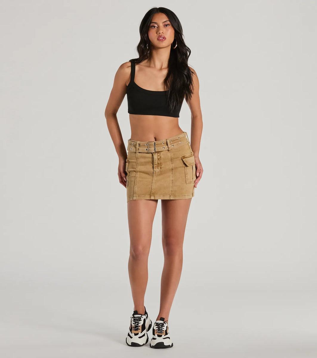 Top Of The Trends Belted Cargo Mini Skirt Product Image