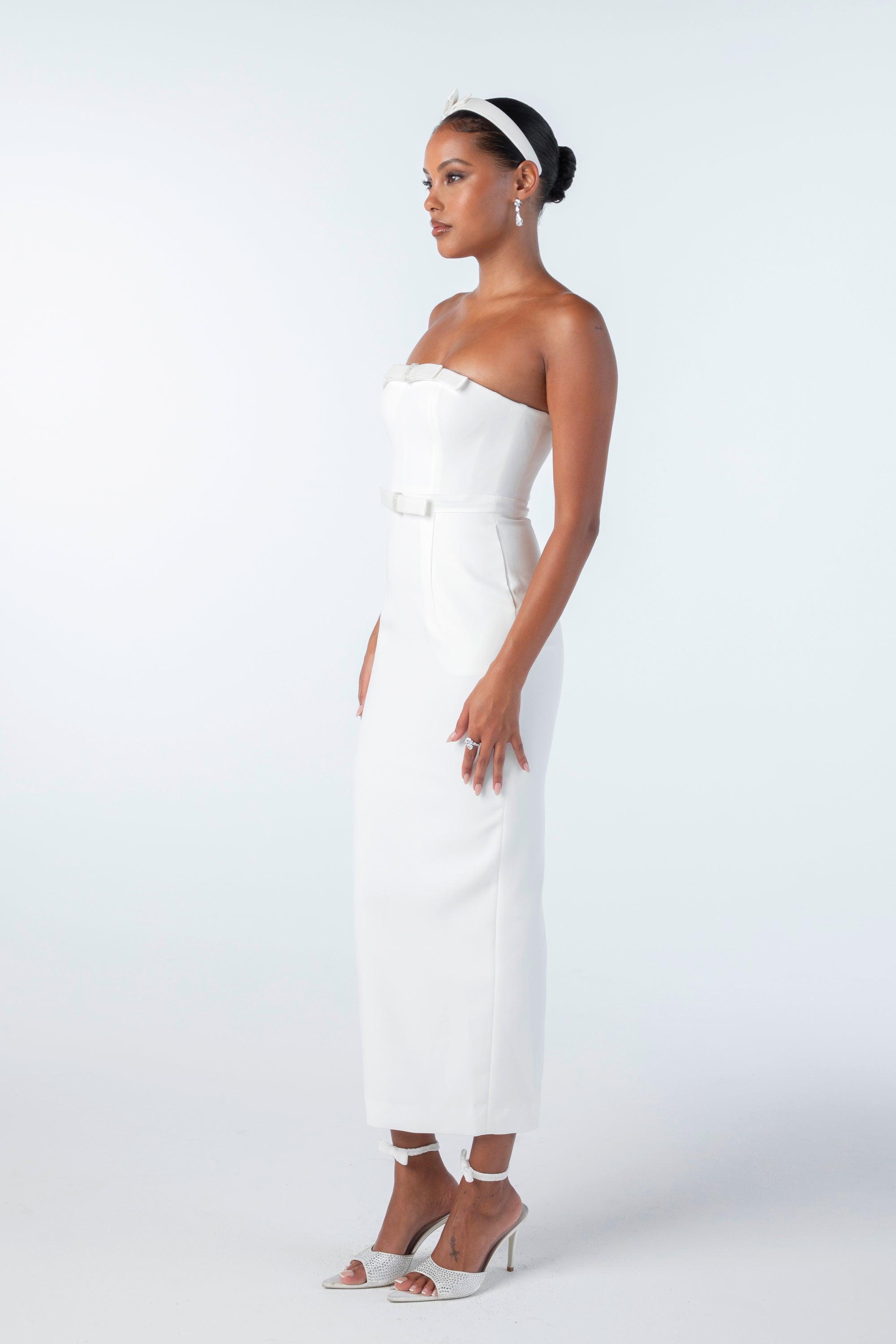 Demi Bow Dress (White) Product Image