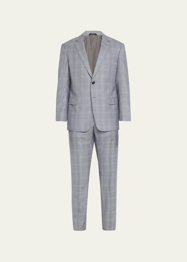 Mens Tonal Plaid Wool Suit Product Image