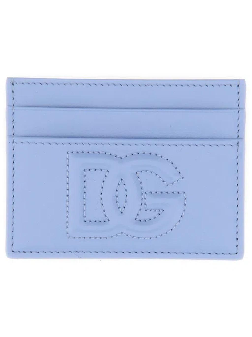 Calf Leather Cardholder With Logo In Blue Product Image