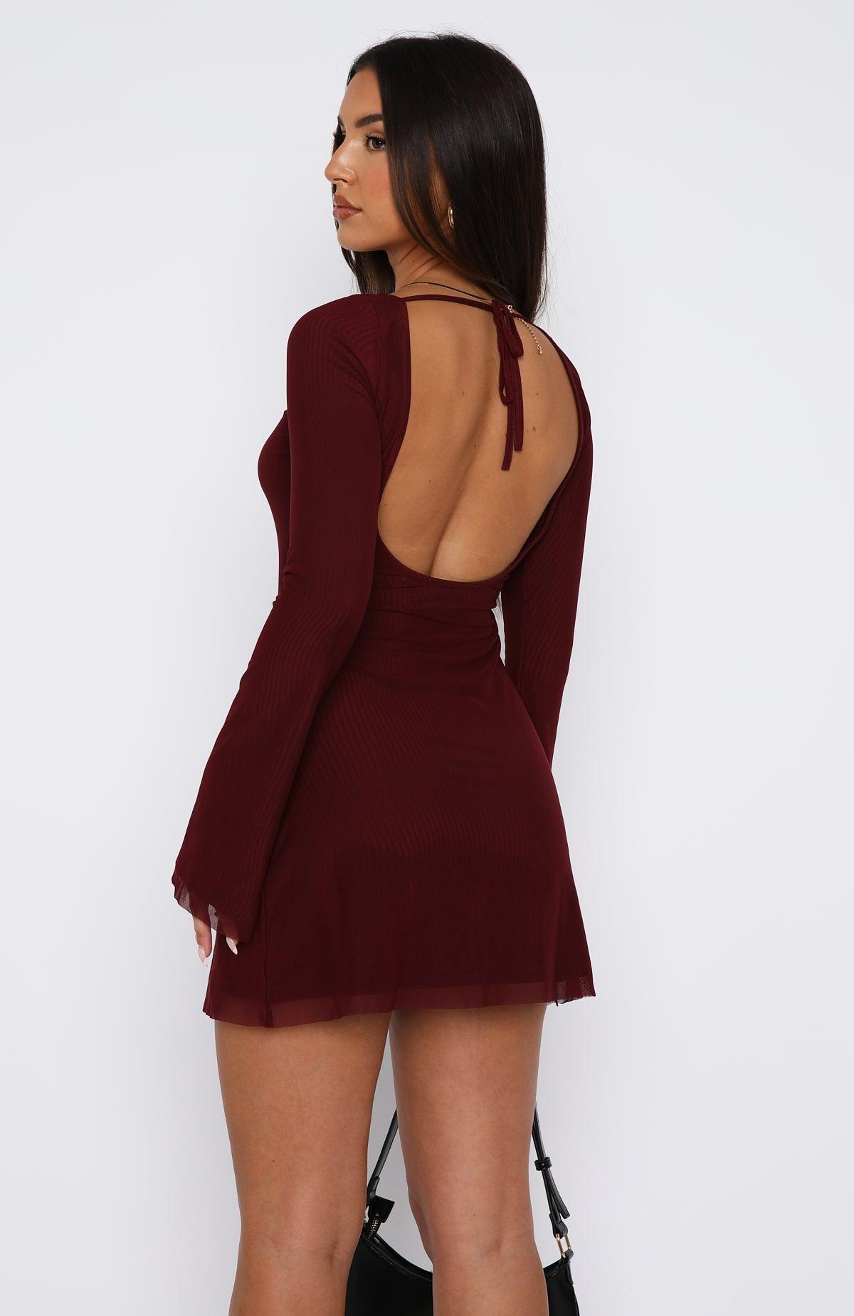 Excuse Me Miss Long Sleeve Mini Dress Wine Product Image