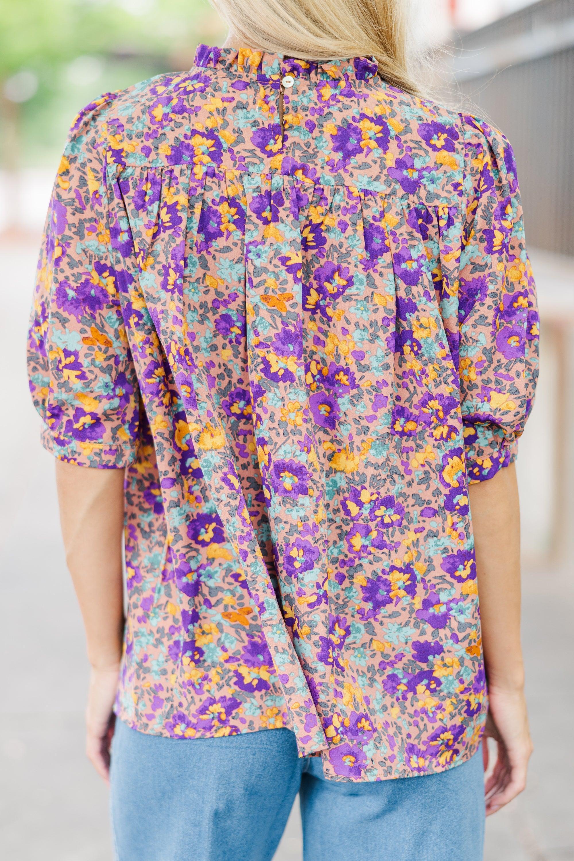 Make A Choice Purple Ditsy Floral Blouse Female Product Image