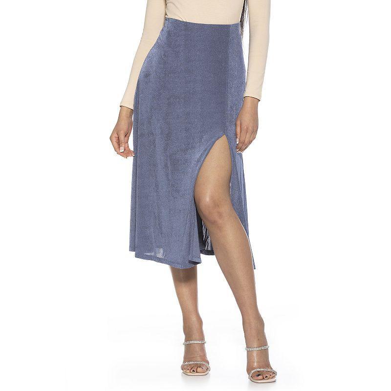 Womens ALEXIA ADMOR Slit Midi Full Skirt Blue Product Image