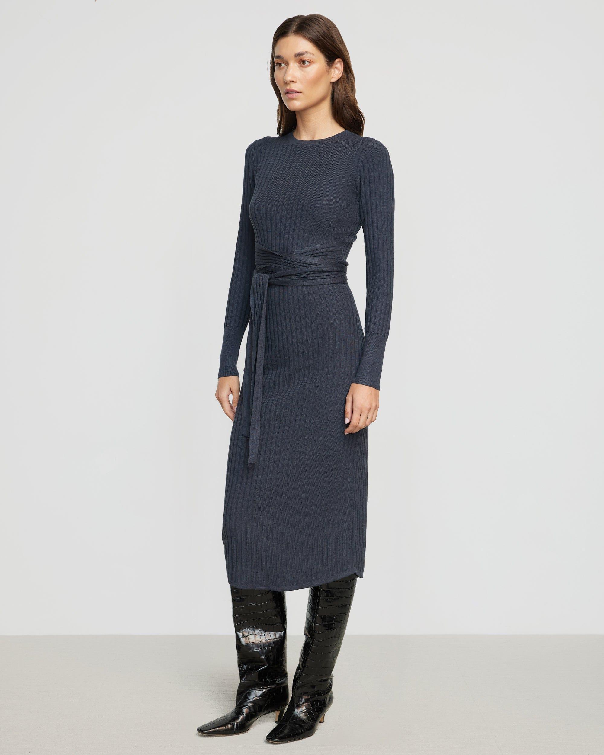 Carmen Tie-Front Ribbed Dress Product Image