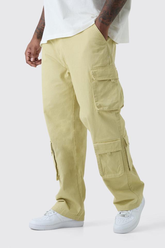 Plus Fixed Waist Straight Leg Twill Cargo Trouser | boohooMAN USA Product Image