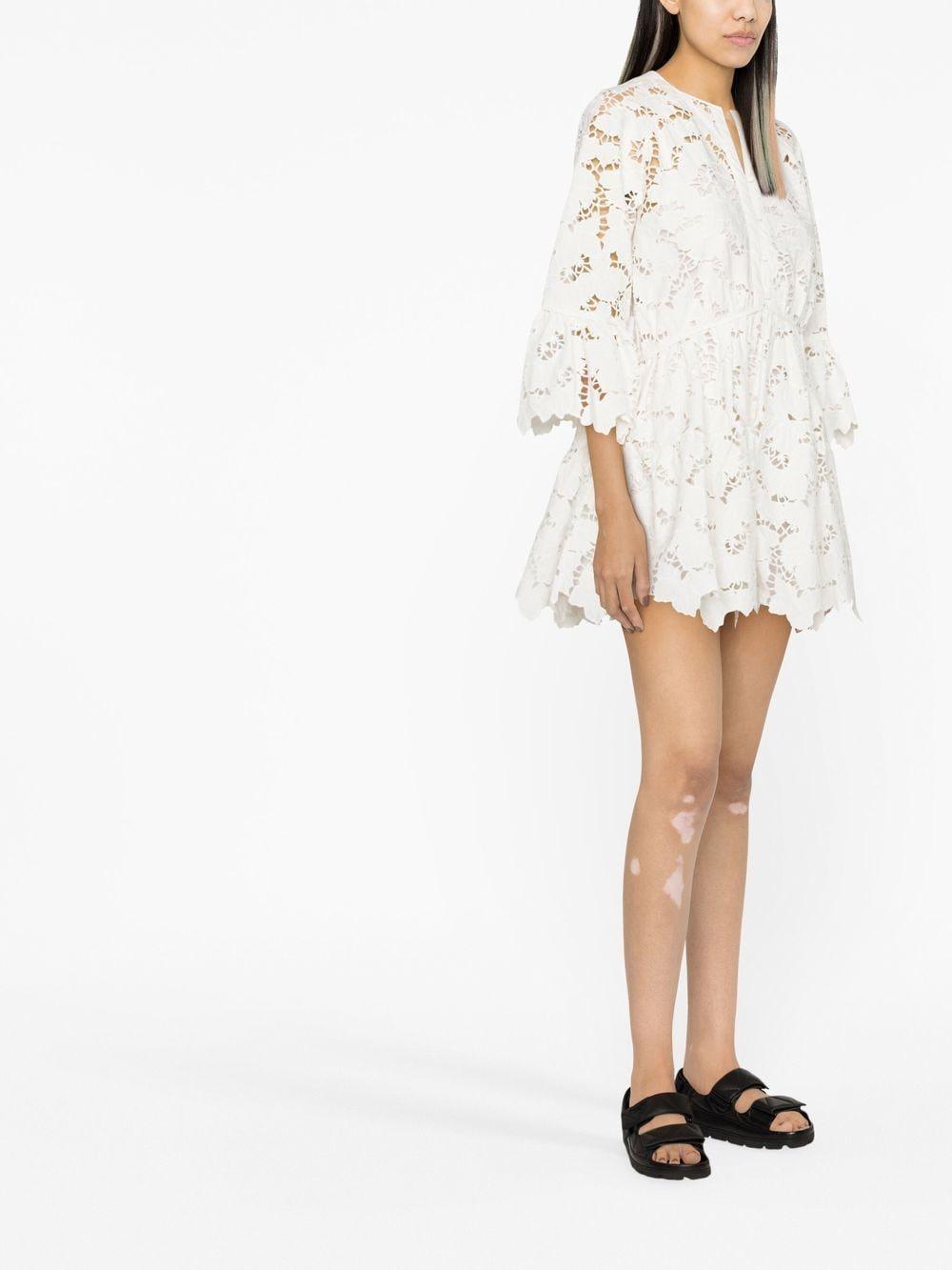 Flared Lace Minidress In White Product Image