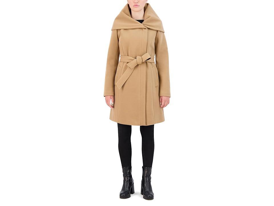 Cole Haan Belted Asymmetric Zip Front Soft Twill Coat Women's Coat Product Image